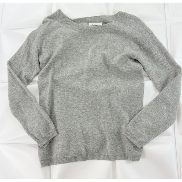 ALC Womens Sz S Heather Gray Wool Cashmere Cut Out Twisted Back Pullover Sweater - Picture 3 of 9